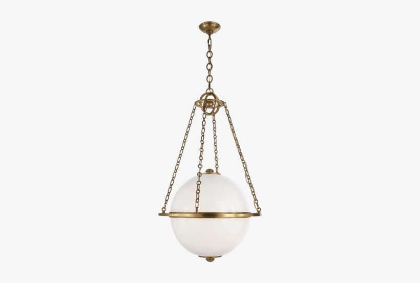 Hanging Light - Modern Globe Pendant - Antiqued Brass - Visual Comfort, transparent png