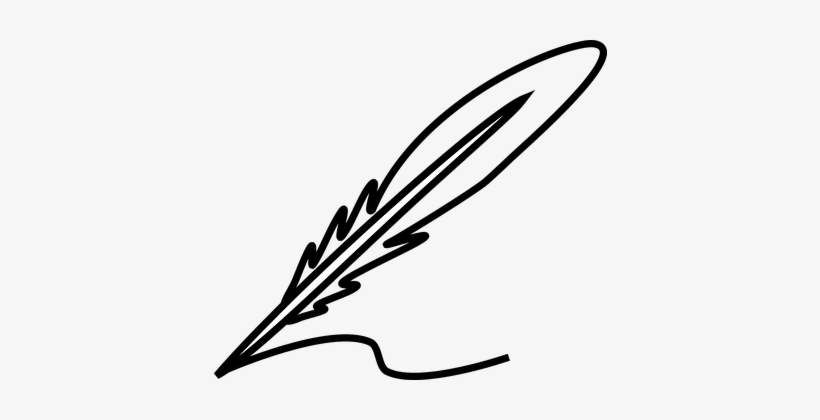Nib Pen Nib Ink Pen Quill Feather Fountain - Feather Clipart Black And White, transparent png