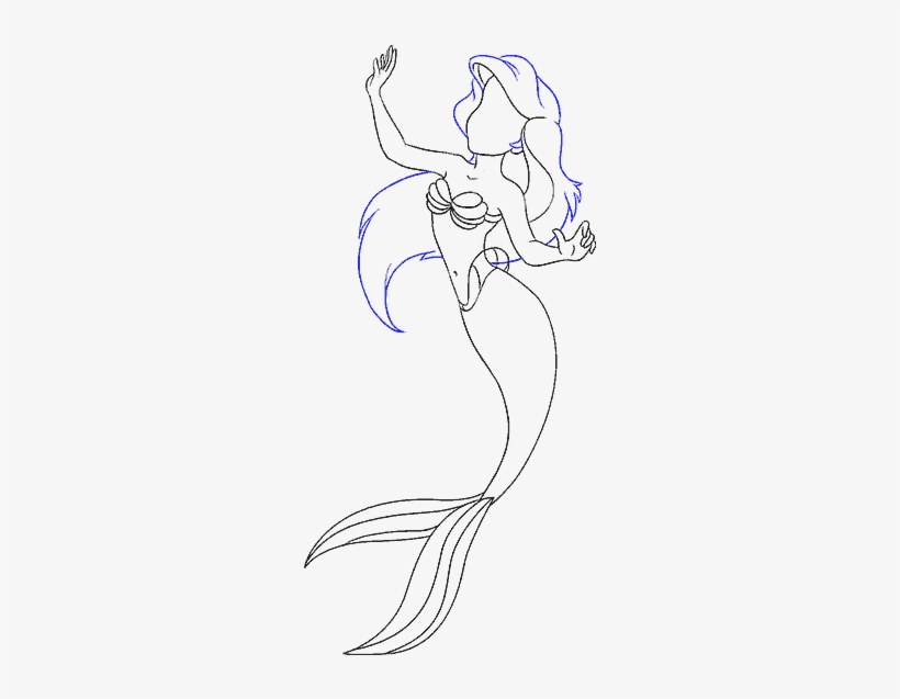 How To Draw Mermaid Ariel In A Few Easy Steps - Drawing, transparent png