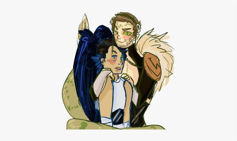 Cant Help But Draw @diminuel's Naga/angel Destiel Au - Cartoon, transparent png