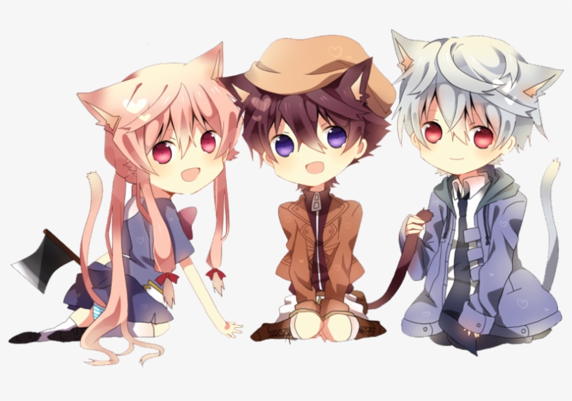 Yuno Gasai Anime Mammal Cartoon Mangaka - Mirai Nikki Yuki Y Yuno Chibi, transparent png