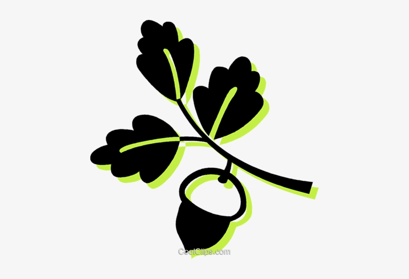 Acorn And Leaves Royalty Free Vector Clip Art Illustration - Acorn, transparent png