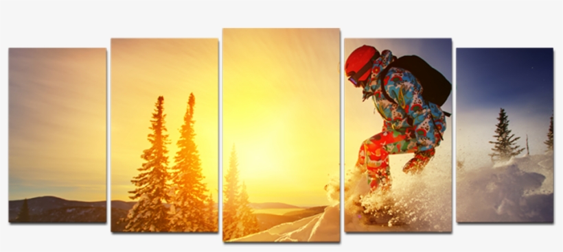 Snow Boarder 5 Panel Canvas Wall Art - 2 Panel Wall Art Transparent, transparent png