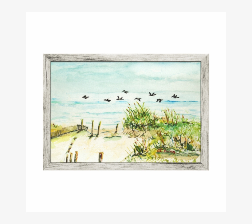 Outer Banks Sand Dunes And Seagulls Wrapped Canvas - Vintage Outer Banks Postcards, transparent png