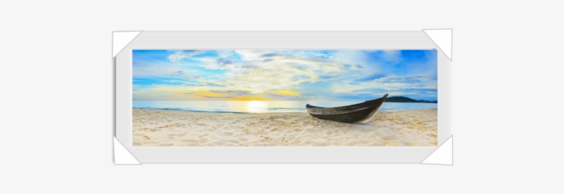 #754 - Art Print: Fisherman Boat Beach Panorama : 36x48in, transparent png