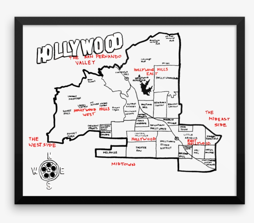 Hand Drawn Map Of Hollywood, transparent png