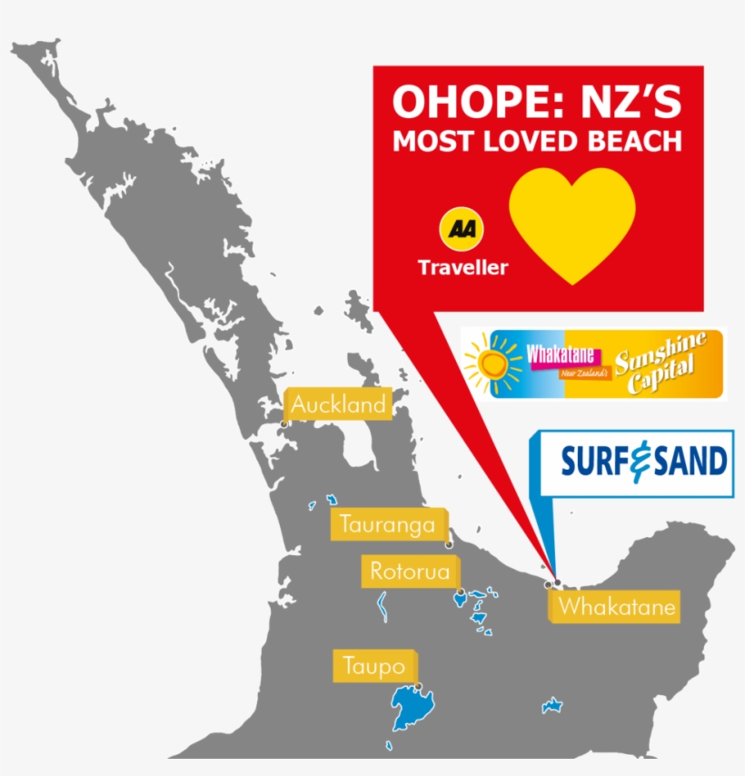 Surf And Sand - Ohope Beach Map, transparent png