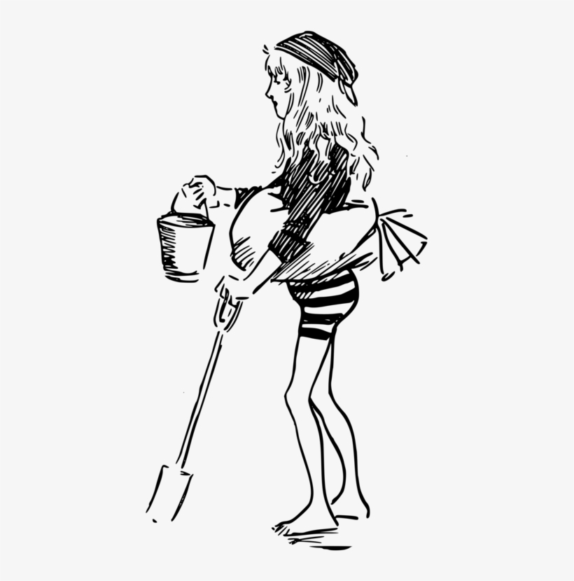 Beach Drawing Woman Seaside Resort Sand - Girl On Beach Svg, transparent png