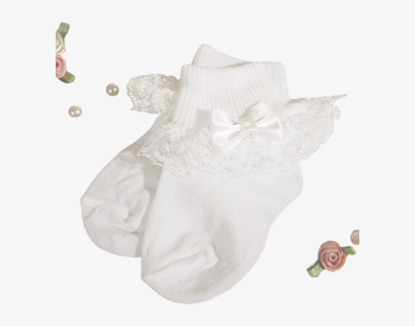 Lace, Satin & Pearls White Nylon Dress Socks Baby Girls - Little Things Mean A Lot White Nylon Anklet With Lace, transparent png