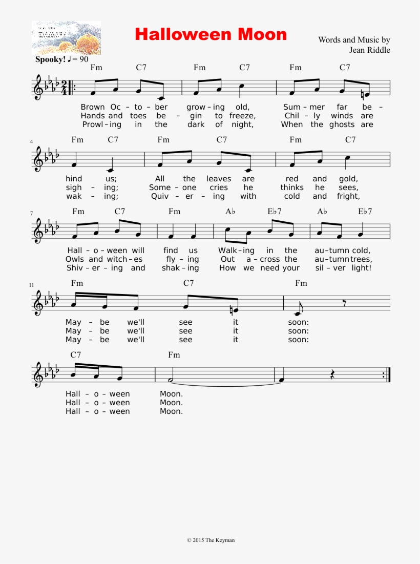 Halloween Moon Sheet Music Composed By Words And Music - Sheet Music, transparent png
