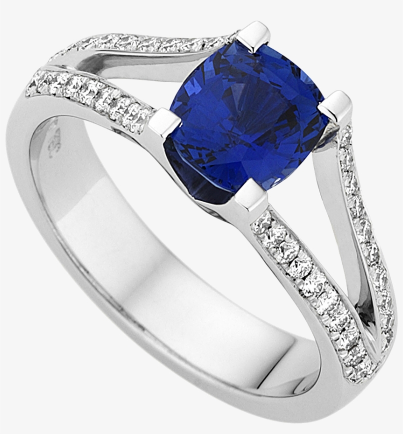 Split Band With Ceylon Sapphire Ring C1200 - Anillos De Compromiso Amatista, transparent png