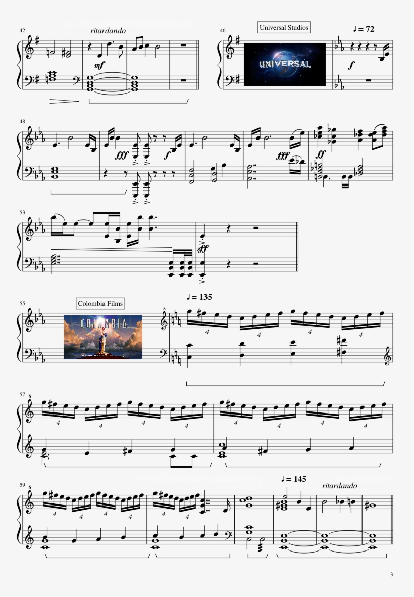 Movie Studios Opening Themes 20th Century Fox, Constantin - Partitura Tema Universal Studios, transparent png