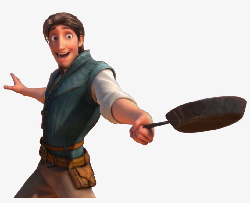 Tangled Flynn Rider With The Frying Pan Happy Png - Flynn Rider, transparent png