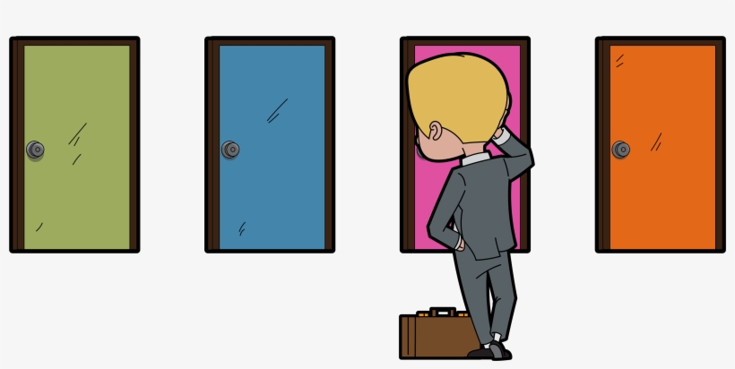 Career Change Cartoon With Multiple Doors - Career, transparent png