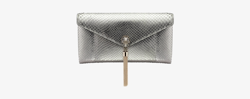Evening Clutch Bag Serpenti In Silver Metal Python - Silver, transparent png