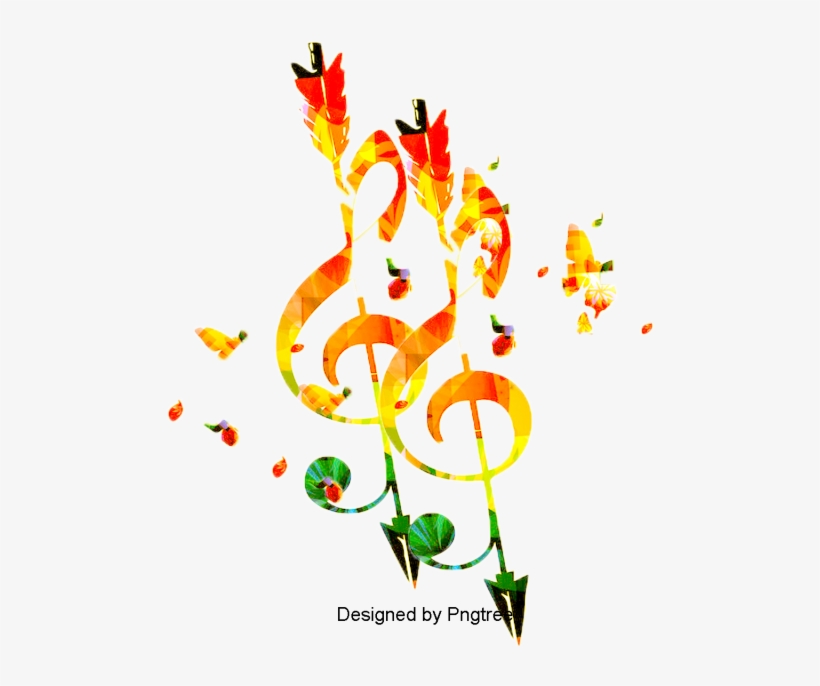 Beautiful Cartoon Hand-painted Music Symbol Staff, - Dessin Magnifique De Musique, transparent png