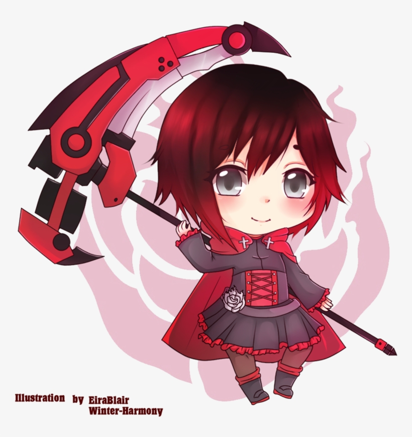 Ruby Drawing Rose - Rwby Ruby Rose Chibi, transparent png