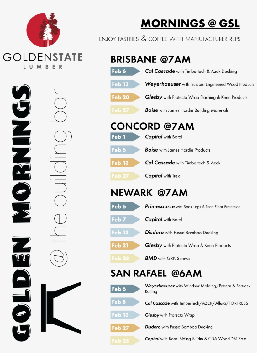 Febraury Golden Mornings - Golden State Lumber, transparent png