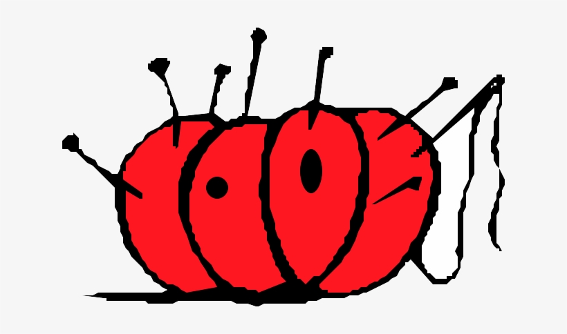 Red, Knitting, Line, Thread, Needle, Needles, Cushion - Needle & Thread Cartoons, transparent png
