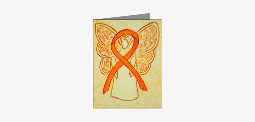 Orange Awareness Ribbon Angel Note Cards -20 Pk - Cll Cancer Orange Ribbon, transparent png