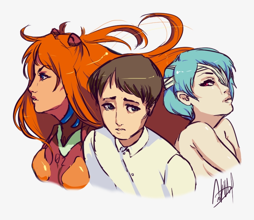 Asuka Langley Soryu Shinji Ikari Rei Ayanami Neon Genesis - Deviantart, transparent png