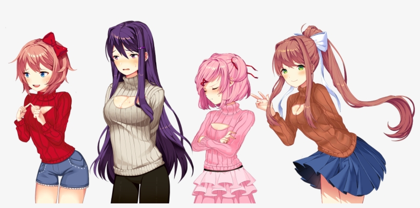 Doki Doki Literature Club Monika Png - Doki Doki Literature Club Sweater, transparent png