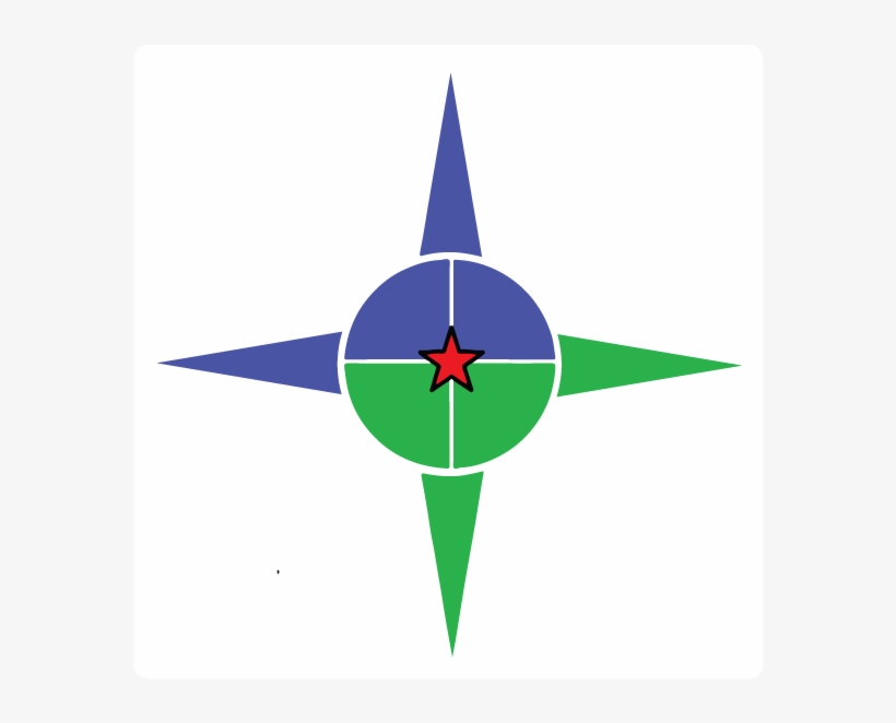 Logo Compass Red Star White Rounded Box Border - Illustration, transparent png