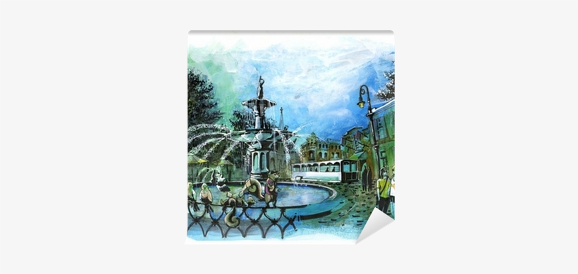 Savannah Georgia Beautiful Fountain Tourist Place Illustration - Illustration, transparent png