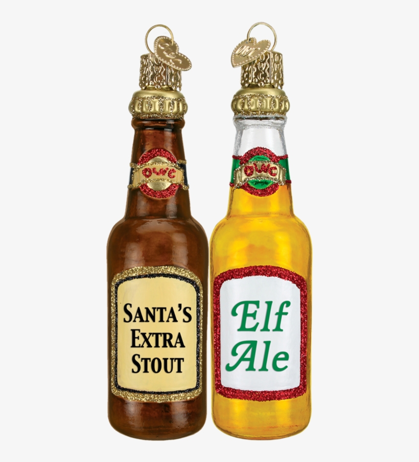Old World Christmas Santa's Beer Bottle Glass Christmas - Beer Ornament, transparent png