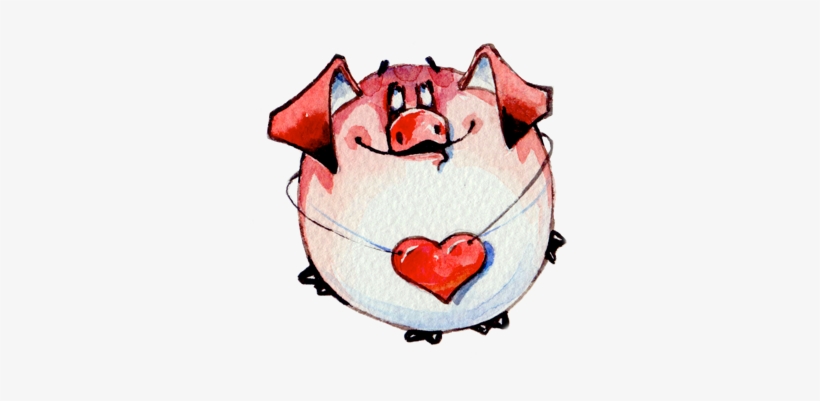 Watercolor Piggies Messages Sticker-1 - Illustration, transparent png