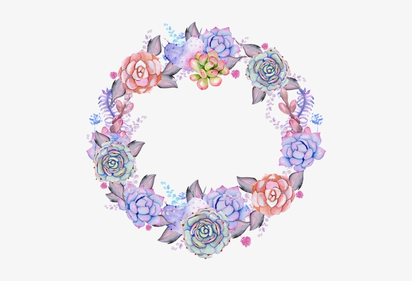 Watercolor Succulent Wreath- Ready To Press Transfer - Succulent Plant, transparent png