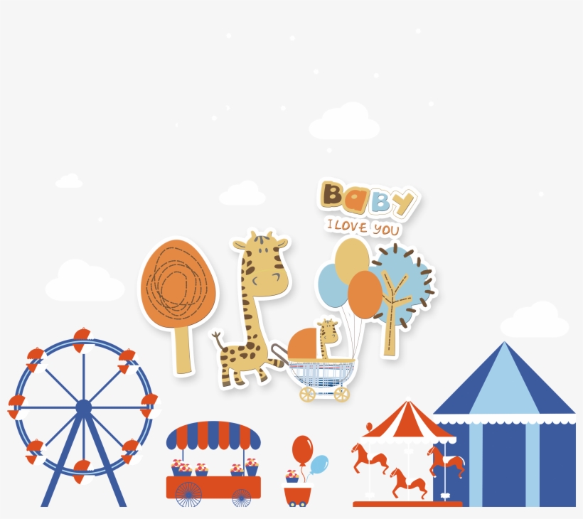 Hand Drawn Cartoon Playground Decoration Psd Image - Zazzle Niedliche Giraffenmutter Und Baby Strollerdecke, transparent png
