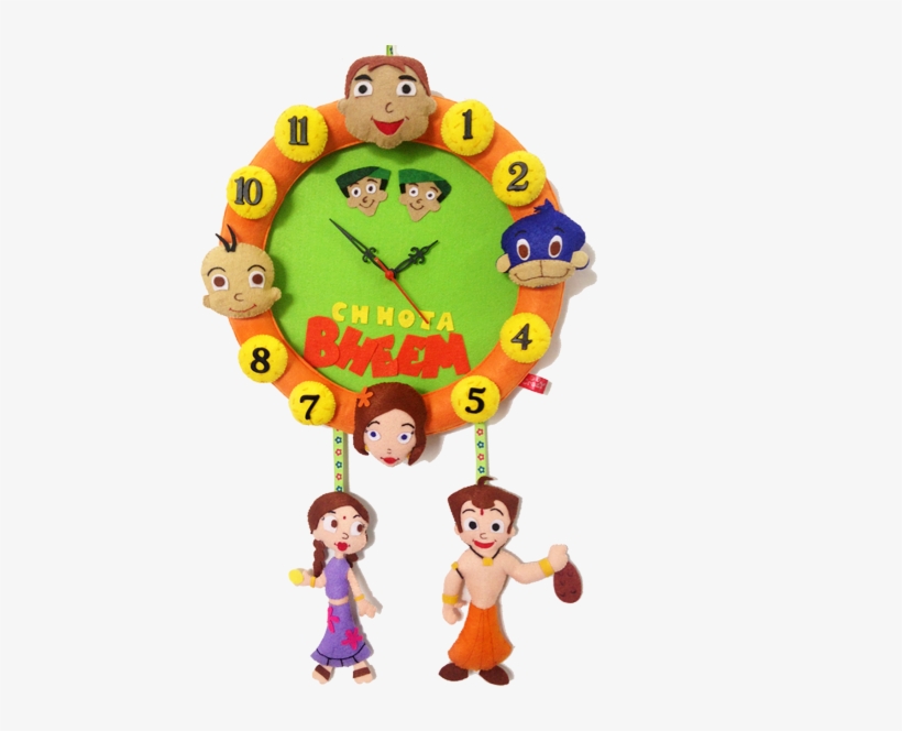 Felt Handmade 3d Chotta Bheem With Friends Wall Clock - Wall Clock, transparent png
