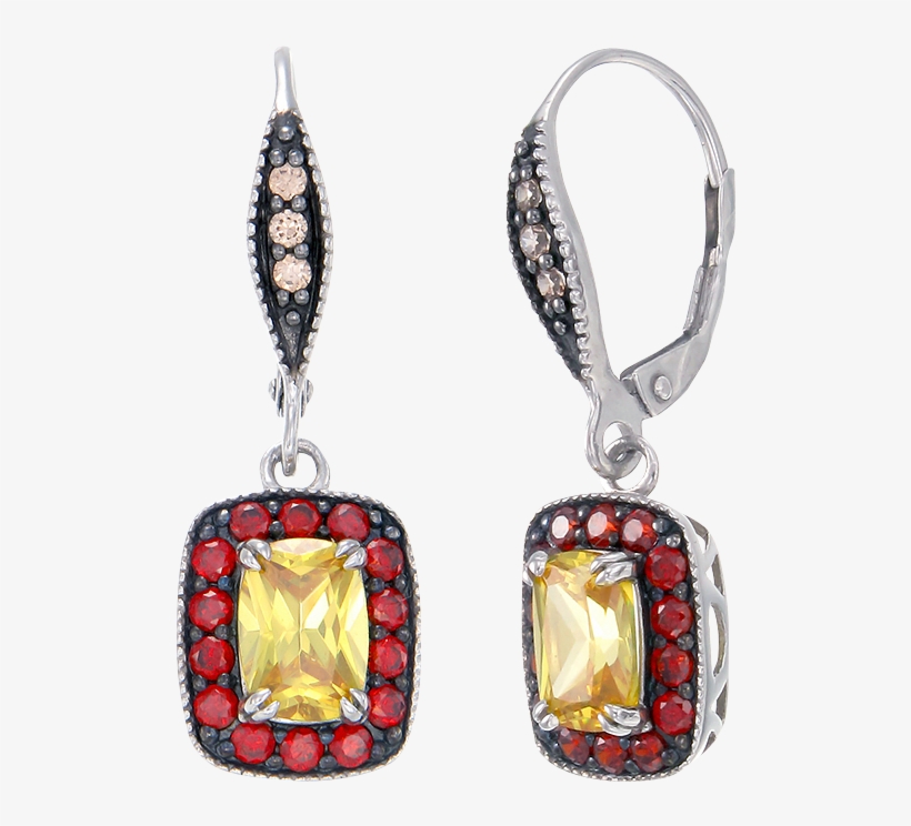 Luscious Vintage Inspired Yellow, Garnet And Champagne - Earring, transparent png