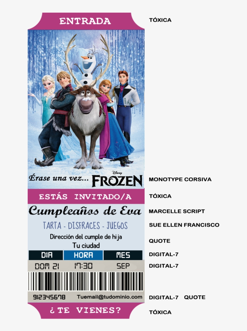 Al Abrirlo Encontraréis Dos Grupos De Capas, Uno Con - Invitaciones Frozen Ticket, transparent png