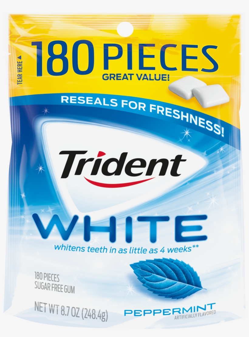 View Larger - Trident White Peppermint Gum 110 Piece Bag, transparent png