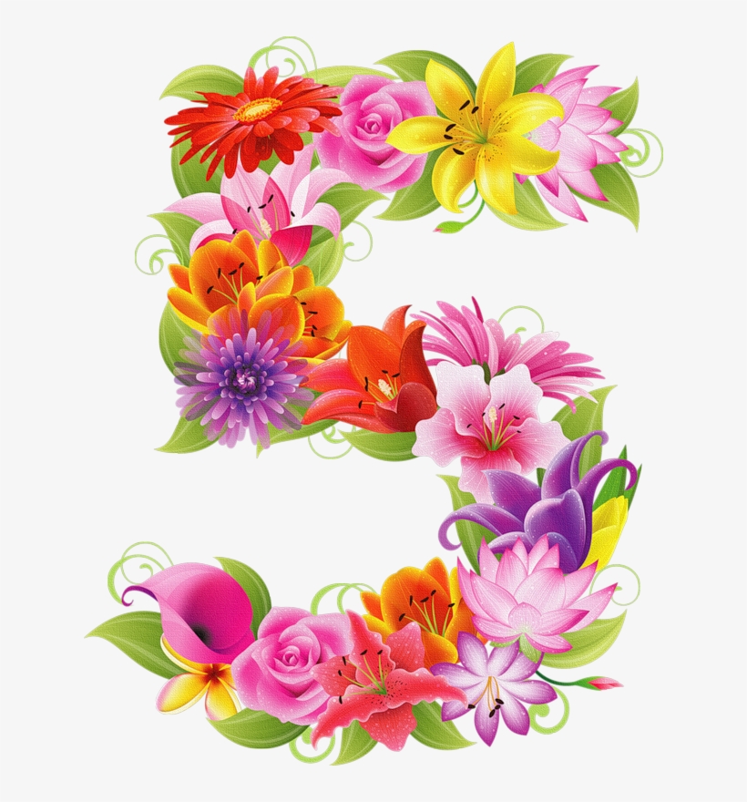 Ch - B *✿* - Цифры Цветами, transparent png