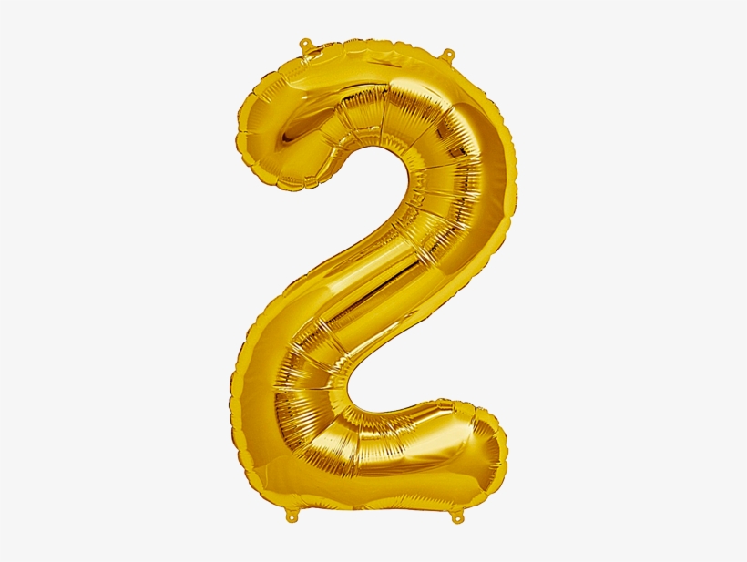 Number Two 2 Jumbo Gold Foil Balloon - Gold 2 Balloon Transparent, transparent png