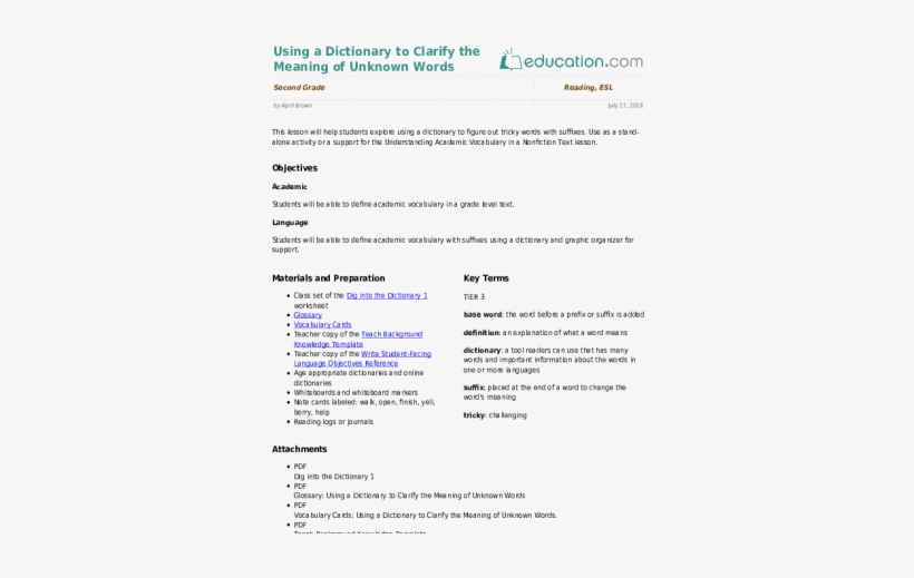 Using A Dictionary To Clarify The Meaning Of Unknown - Education, transparent png