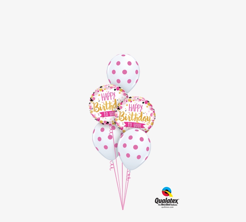 Happy Birthday Dotty Bouquet - 18" Happy Birthday To You Pink & Gold Foil Balloon, transparent png