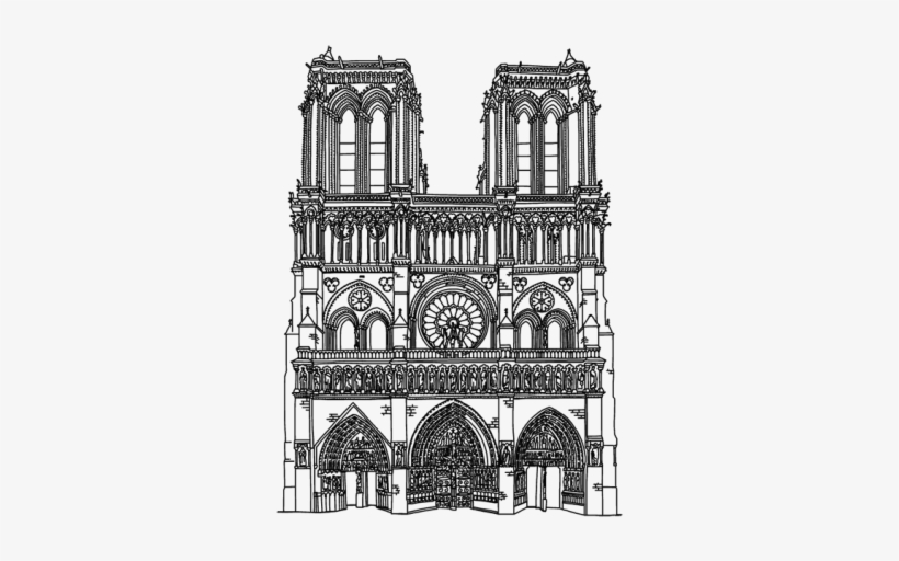 Vinilo Decorativo Catedral De Notre Dame, De París - Catedral Notre Dame Dibujo, transparent png