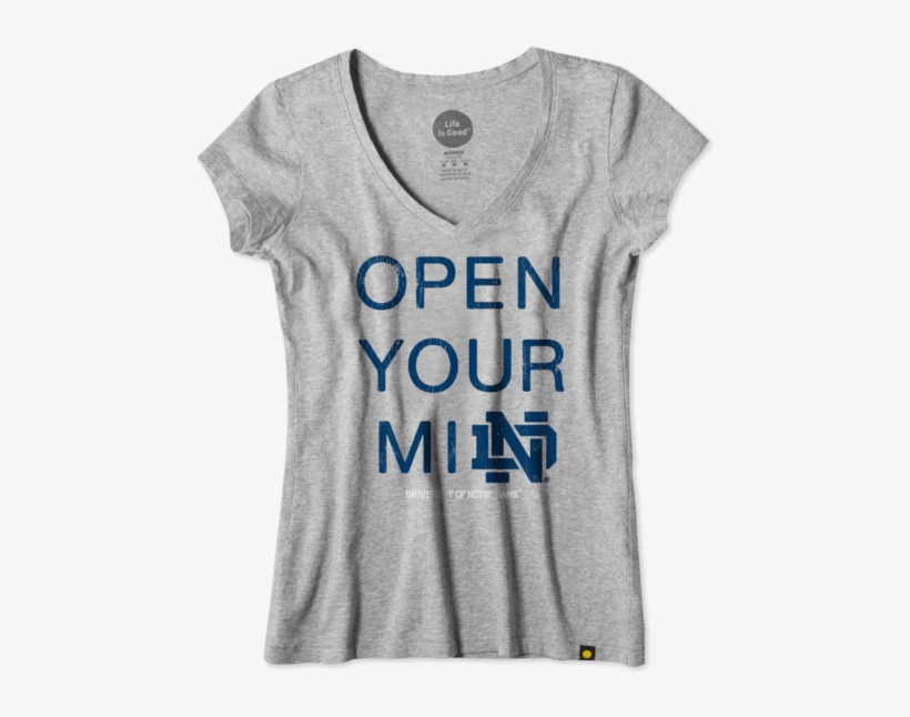 Women's Notre Dame Open Your Mind Newbury Vee - Life Is Good Women's Notre Dame Open Your Mind Newbury, transparent png