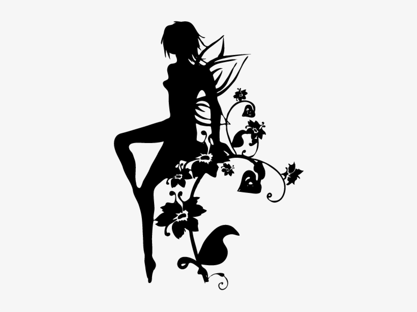Silhouette Flower Fairy Decal - Stickers Fee, transparent png