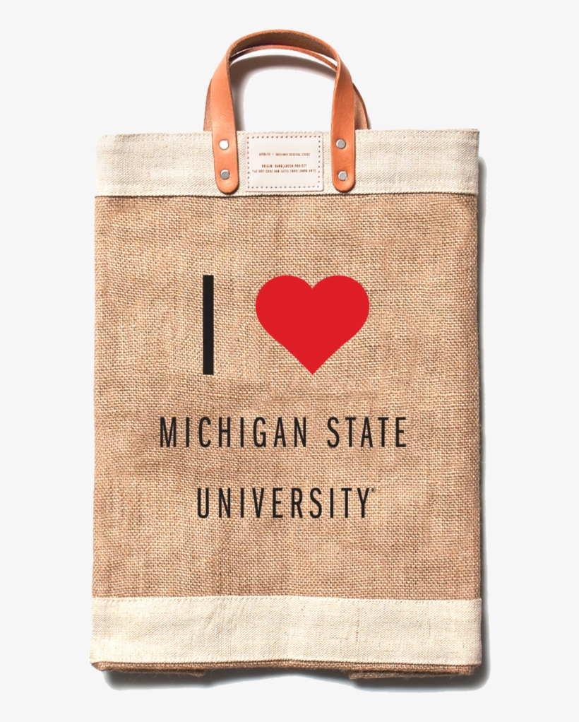I Heart Michigan State University Apolis Market Bag - Apolis Richmond Market Bag - Brown - Totes, transparent png