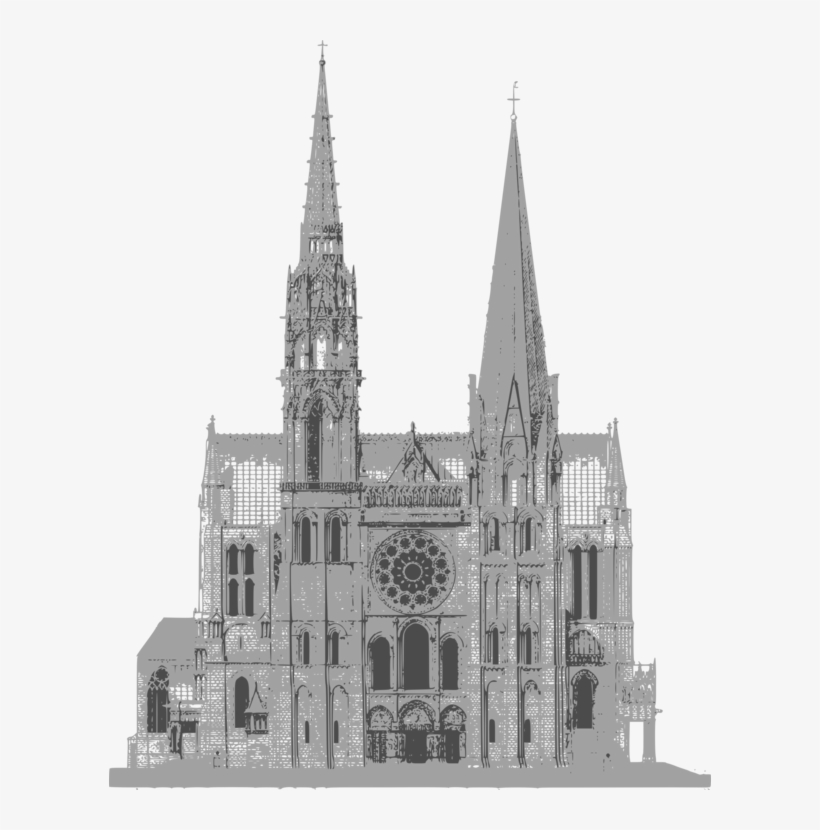 Chartres Cathedral Notre-dame De Paris Reims Cathedral - Fachada Catedral Gotica Dibujo, transparent png