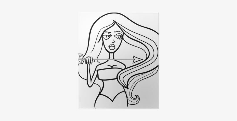 Woman Sagittarius Sign For Coloring Poster - Sagittarius, transparent png