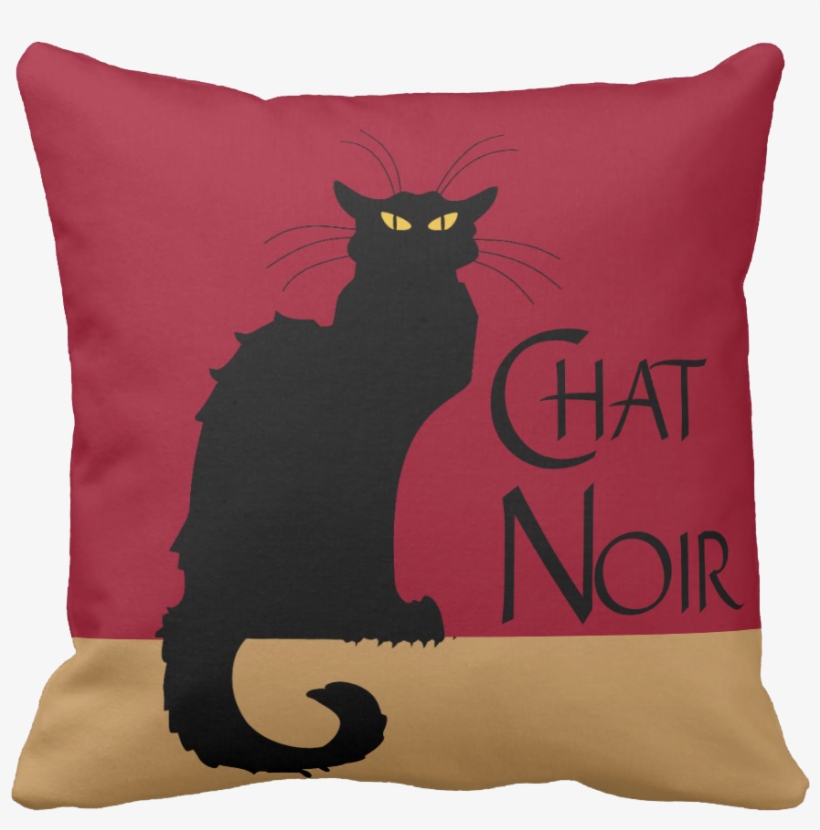 Chat Noir Vintage Throw Pillow - Design, transparent png