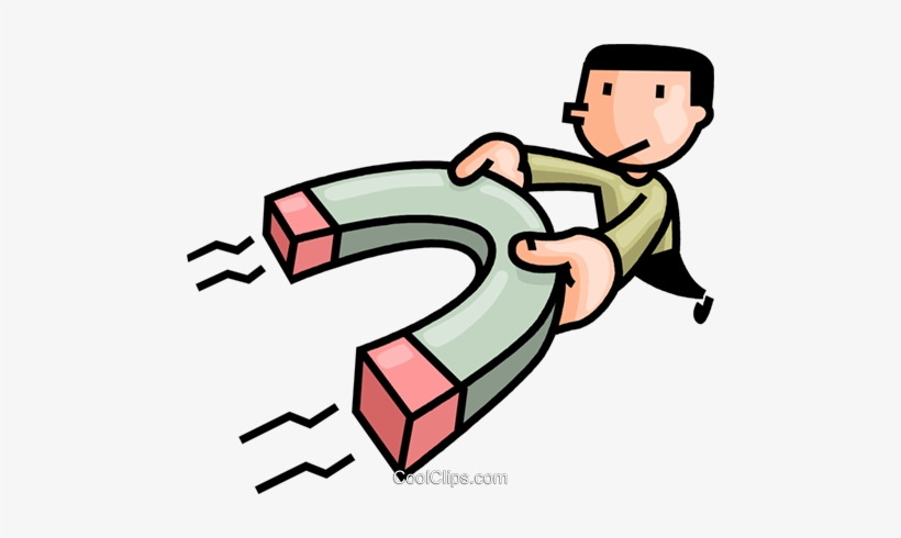 Man With A Magnet Royalty Free Vector Clip Art Illustration - Magnet Clip Art Png, transparent png