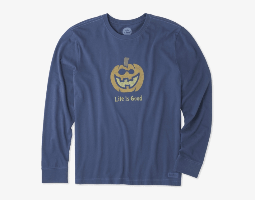 Men's Pumpkin Long Sleeve Crusher - Life Is Good, transparent png