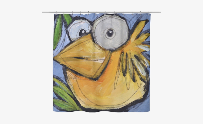 Unique Designer Fabric Shower Curtains Of A Yellow - Tim Nyberg - Gold Bird 1 Canvas, transparent png